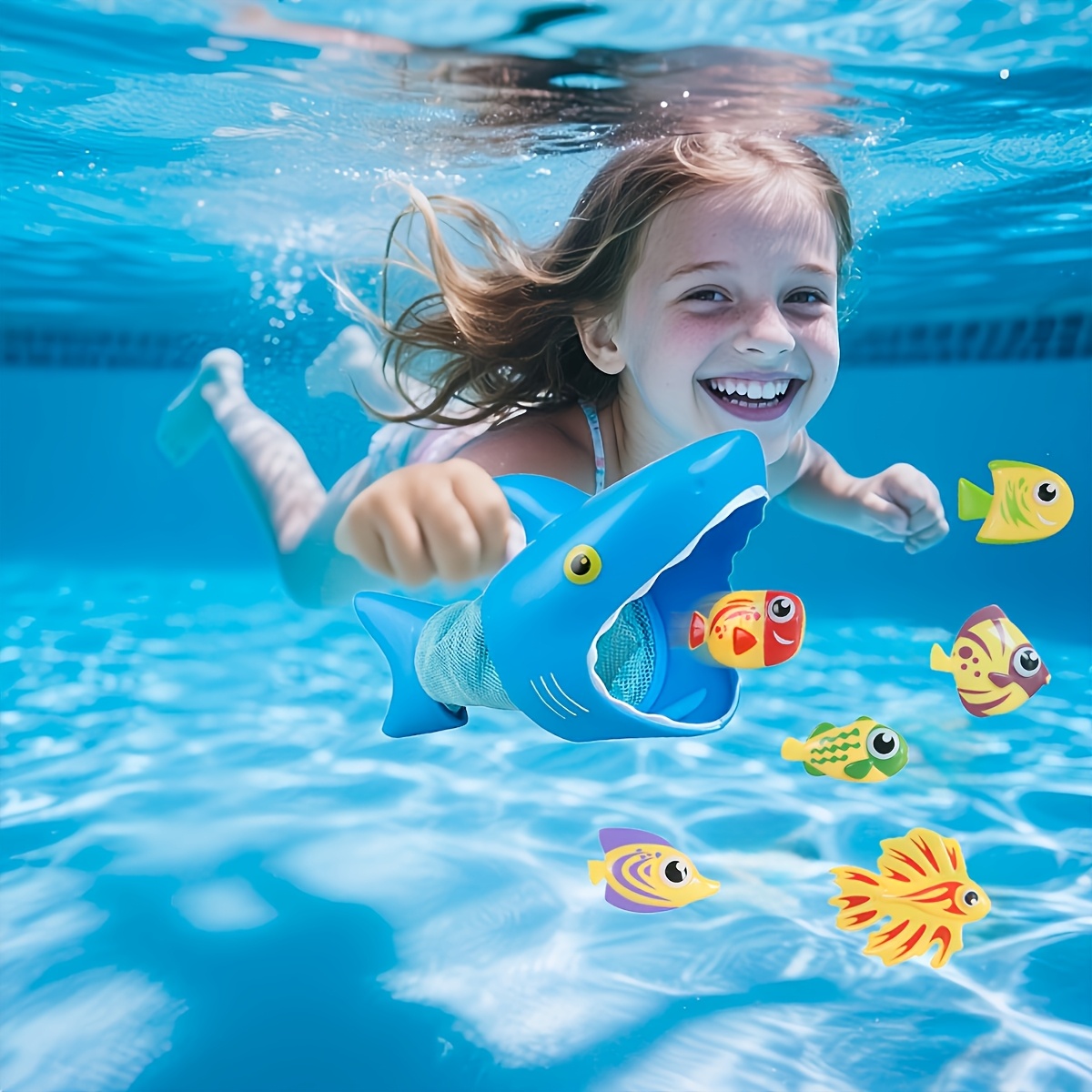shark pool toy summer swim catch game floating fish beach Temu