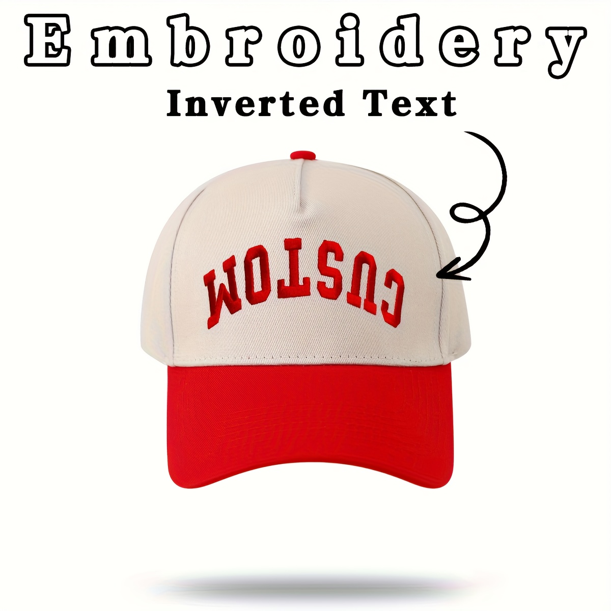 TEMU Casquette de baseball personnalisée avec texte inversé, Casquette de baseball brodée sur mesure | Ajoutez votre nom/ | Cadeau et elle, Casquette