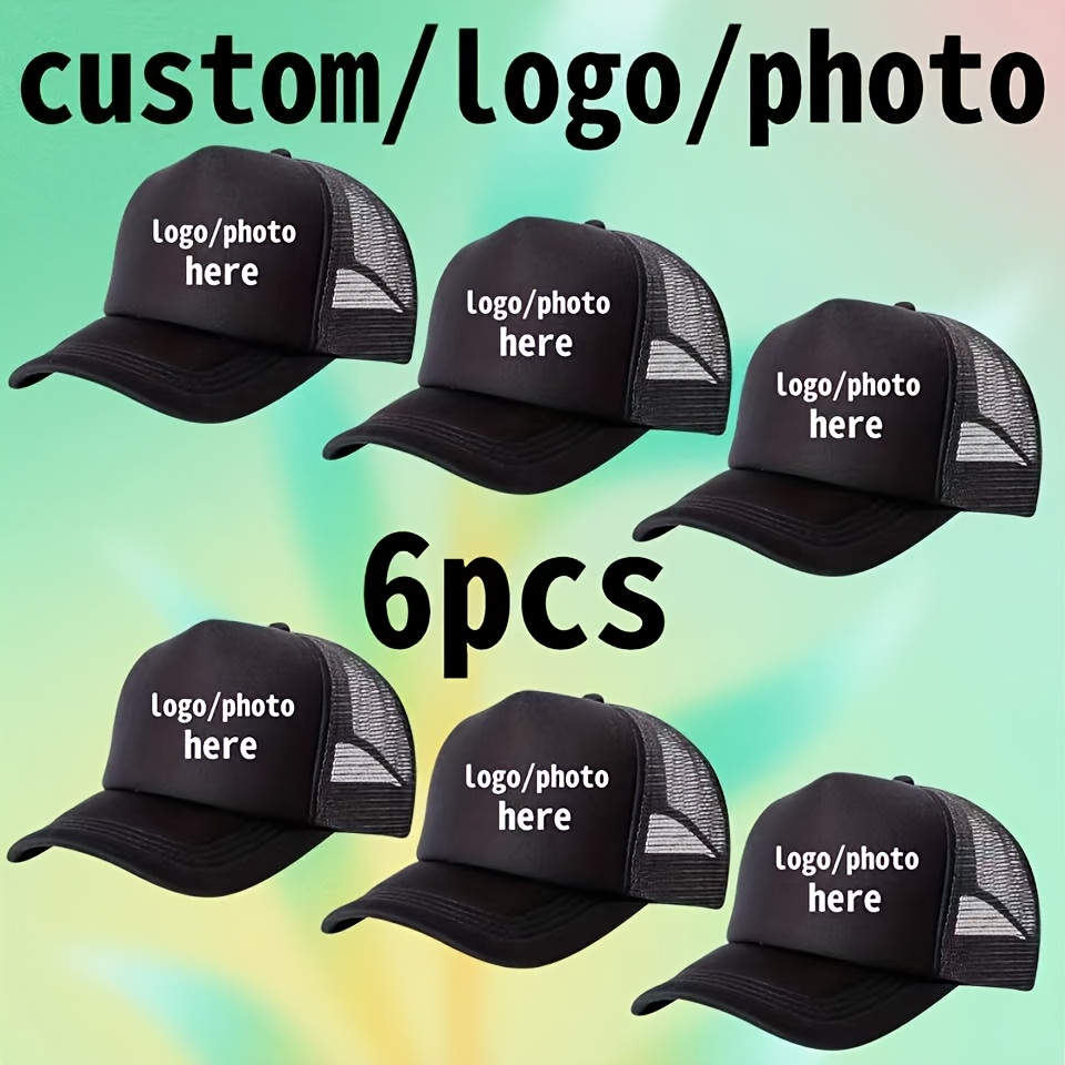 TEMU [customization] 6pcs , Men Women Baseball Caps, Personalized With Text, Photo Or Logo