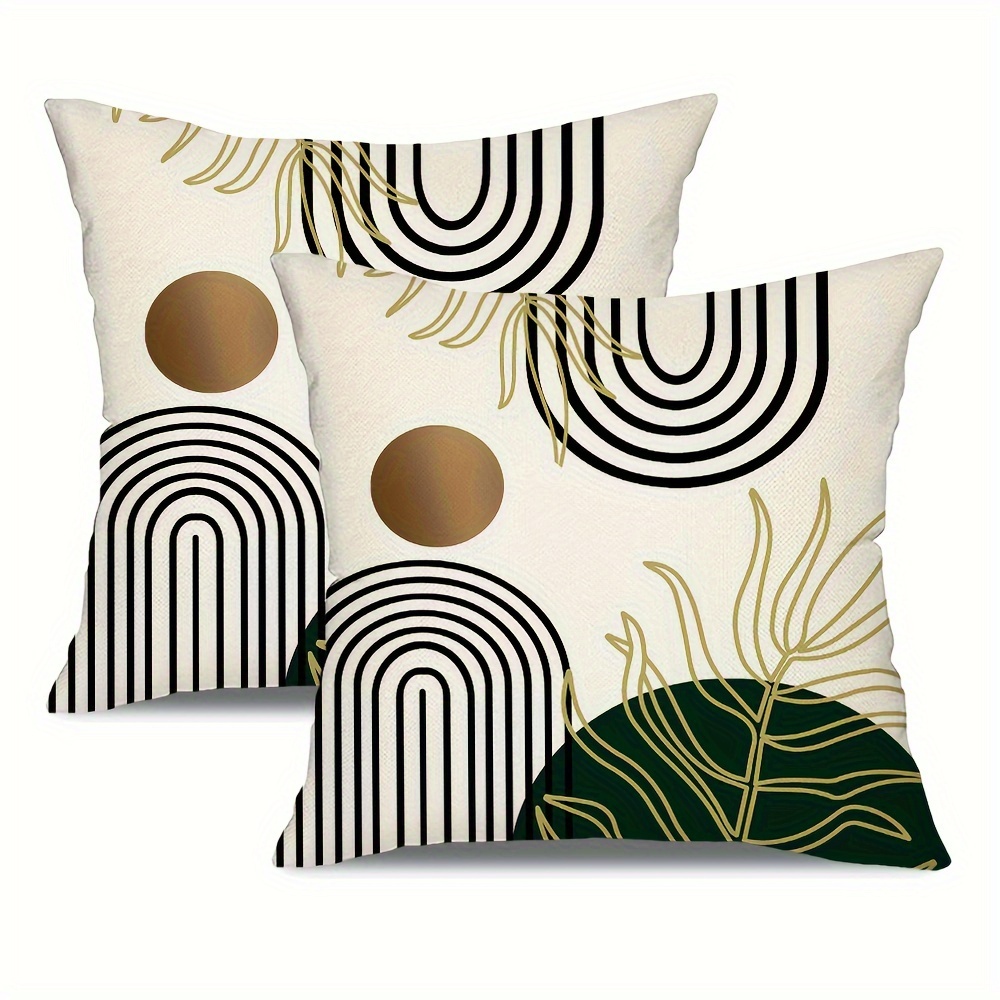 TEMU 2pcs Boho Throw Pillow Covers, 18*18 Inch Set Of 2 Farmhouse Mid Century Tropical Leaves Decorative Cushion Cases For Couch Sofa Living Room Outdoor, Without Pillow Inserts