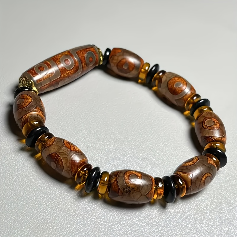 Retro Nine-Eyed Agate Bead Bracelet, Unisex Ethnic Style