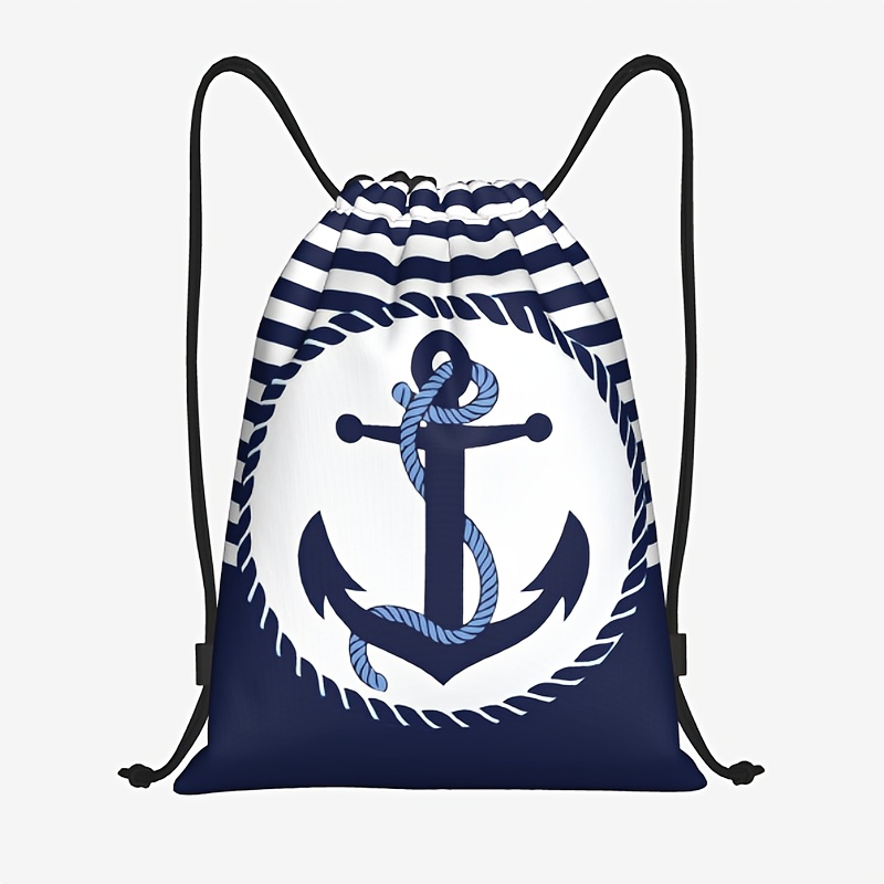 E-shop Meeranker Rucksack | Rot, Blau und Weiß Marine Design mit verstellbarem Kordelzug, Strapazierfähig, Geeignet für Fitnessstudio, Reisen, Strand -