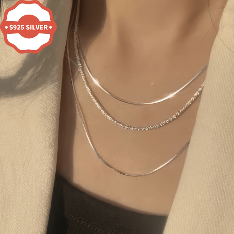 925 Hypoallergenic Gypsophila Stackable Snake Chain Necklace