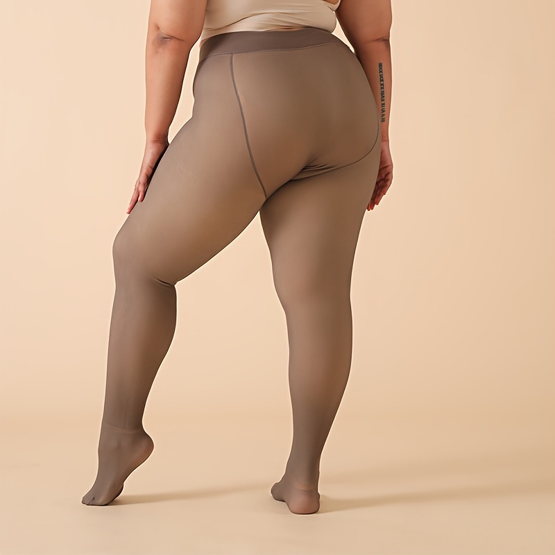 Plus-Size Women'S Thickened Fleece-Lined Tights for Autumn And Winter, Warm Leggings with High Elasticity.