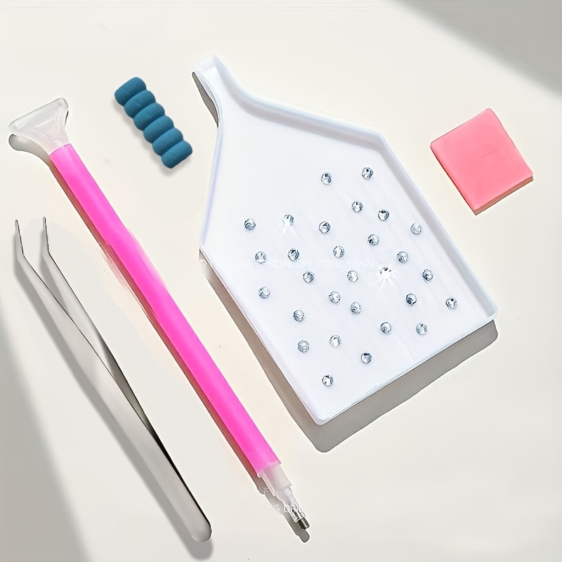 TEMU 5pcs Set Of Dual-head Dotting Pens, Crystal Tool And Glue Kit, Essential For Quick Nail Art