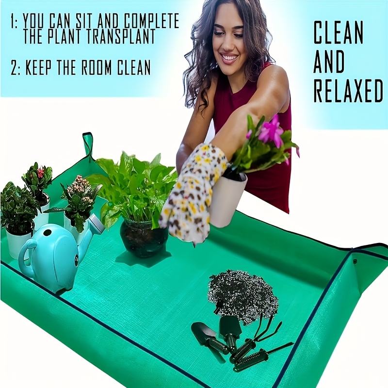 large plant repotting mat foldable gardening tray heavy duty pe planting cloth for indoor outdoor soil control dirty and messy plant repotting mat indoor gardening cloth for soil mixing and   easy to clean foldable potted mat
