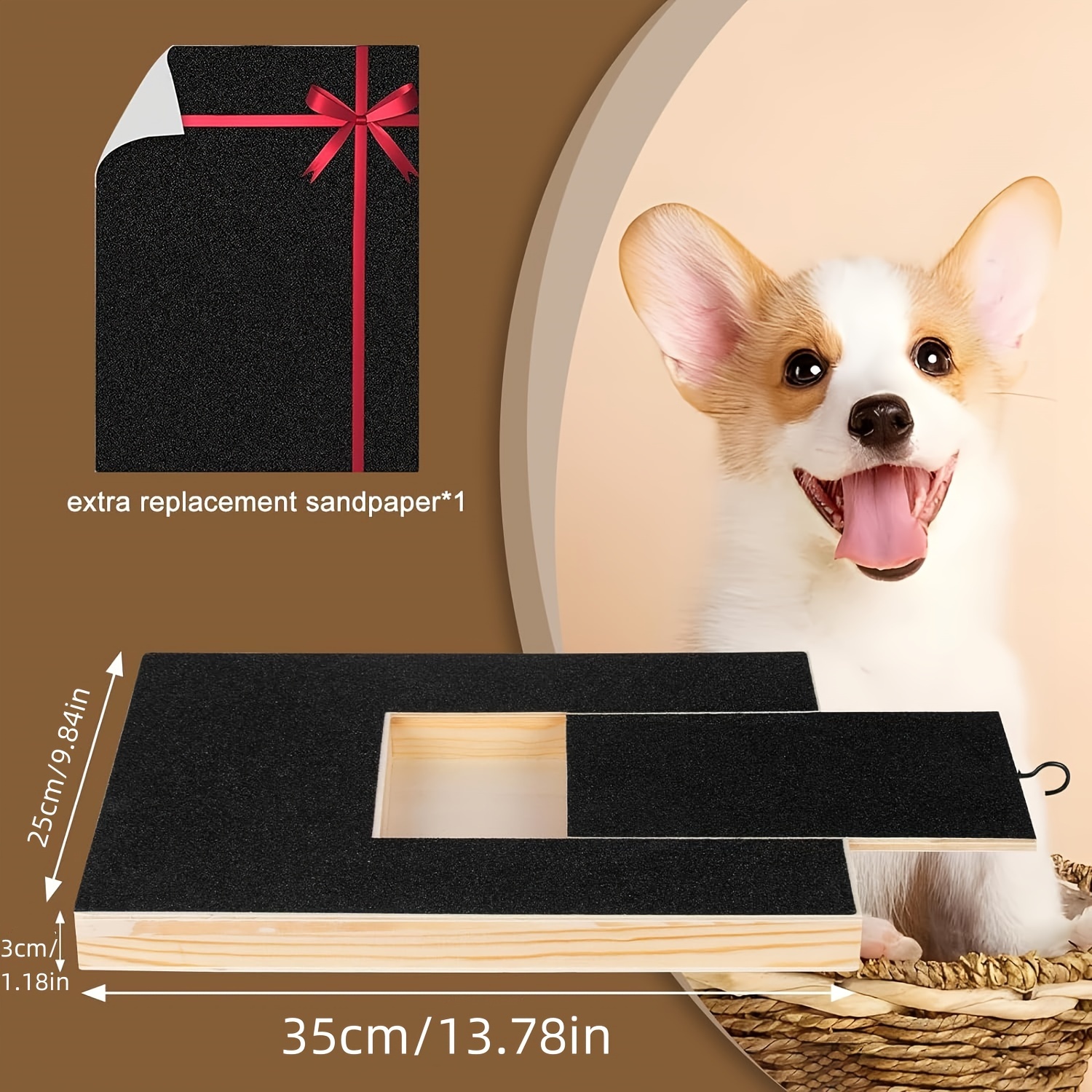 dog scratch board for nails square scratch board for dog nails dog nail scratch board with treat box anxiety free sandpaper dog nail file toy suitable for large medium and small dogs without battery