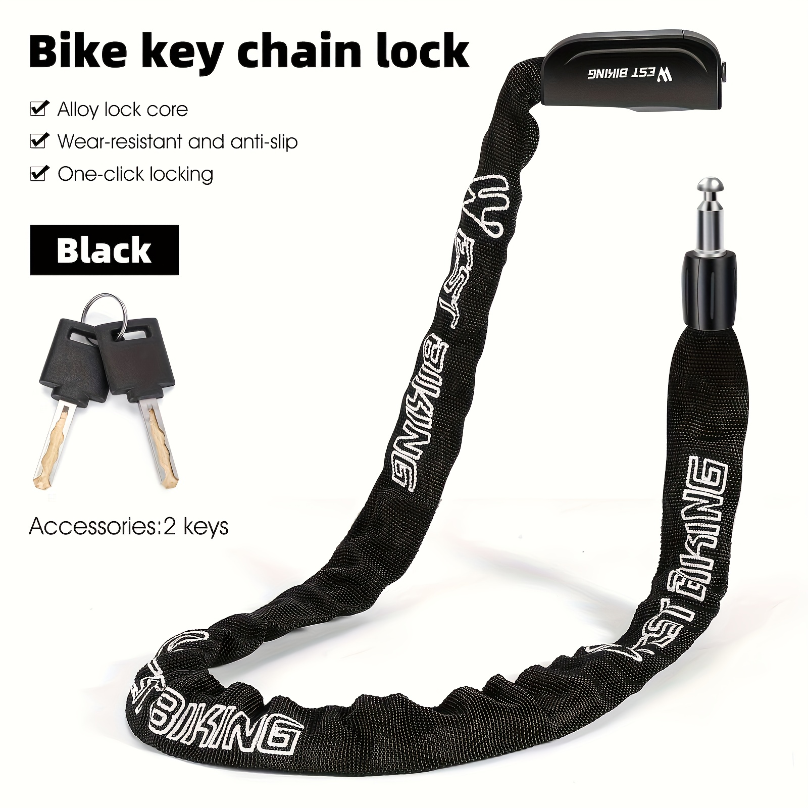 TEMU West Biking Bike Chain Lock - Anti-theft, Password Reset And Anti-rust Length | Fits Bicycles, E-bikes, Motorcycles (outdoor Use, For Gates And Fences)