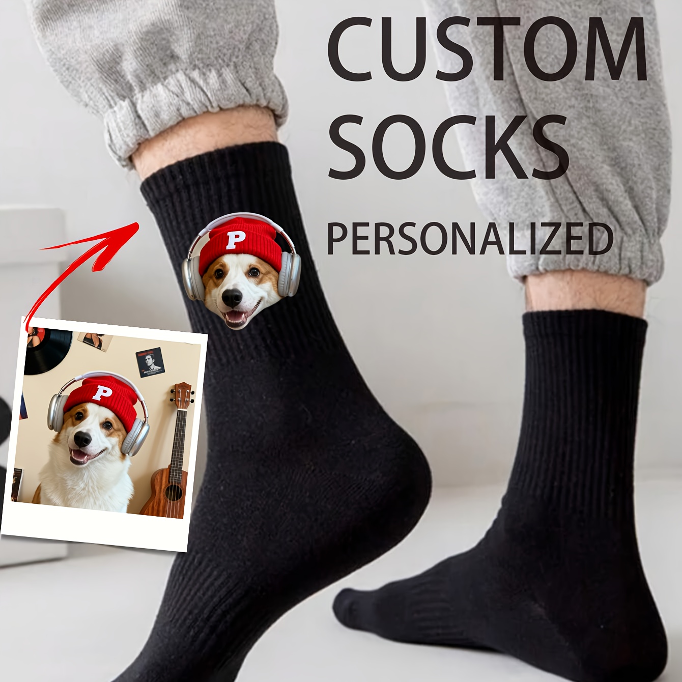 TEMU 1 Pair Of Custom Socks, Personalized Matching Socks,featuring Stylish Designs With Photos,romantic Gift Socks,anniversary Gifts For