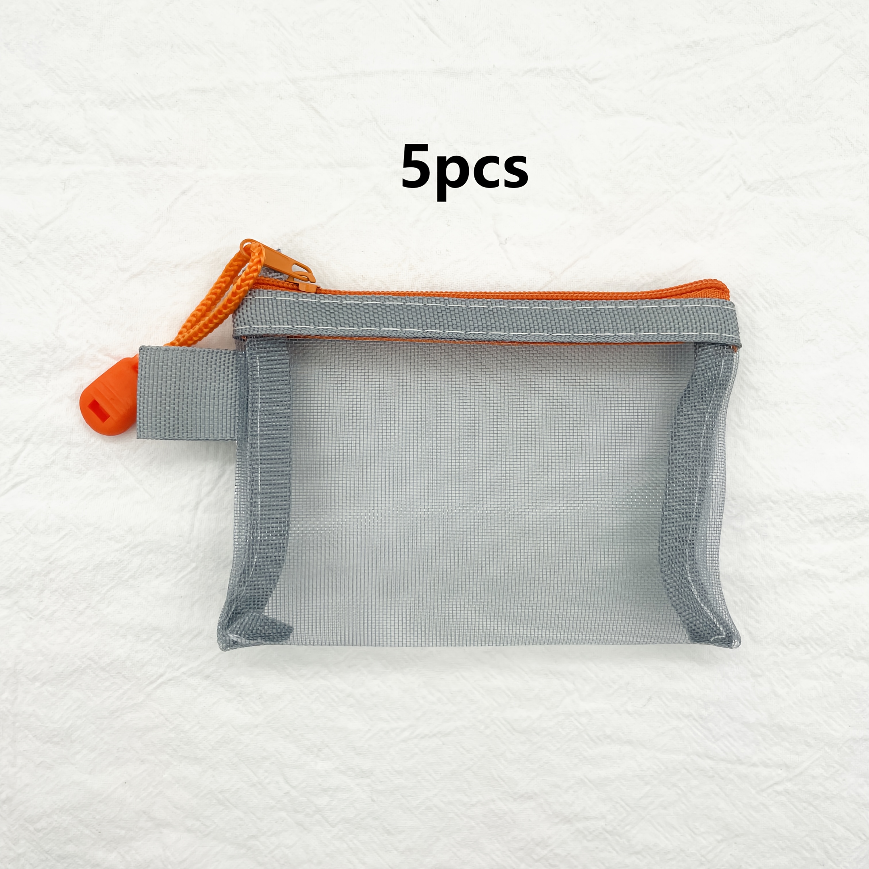 Image of 5pcs Mini Zipper Mesh Bags Nylon Makeup Organizer Portable Travel Cosmetic Bag Accessories Holder Pouch Gray