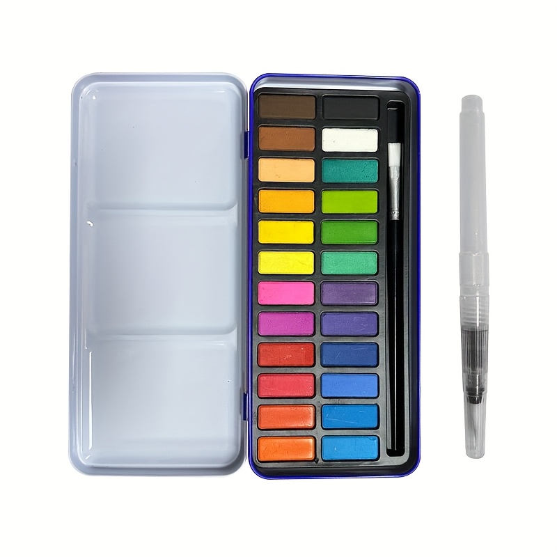 Image of New Solid Watercolor Paint Set, 24-color Watercolor Set, Portable Iron Box Watercolor Set, Painting Watercolor Paint Supplies, Watercolor Set Gifts