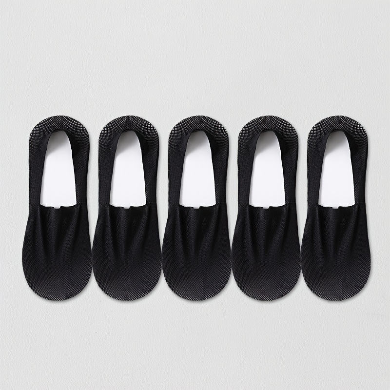 E-shop 5 Paar neue schwarze Damen-Bootssocken, dünne atmungsaktive Anti-Rutsch-unsichtbare Socken für Frühling und Sommer, Unisex-Style
