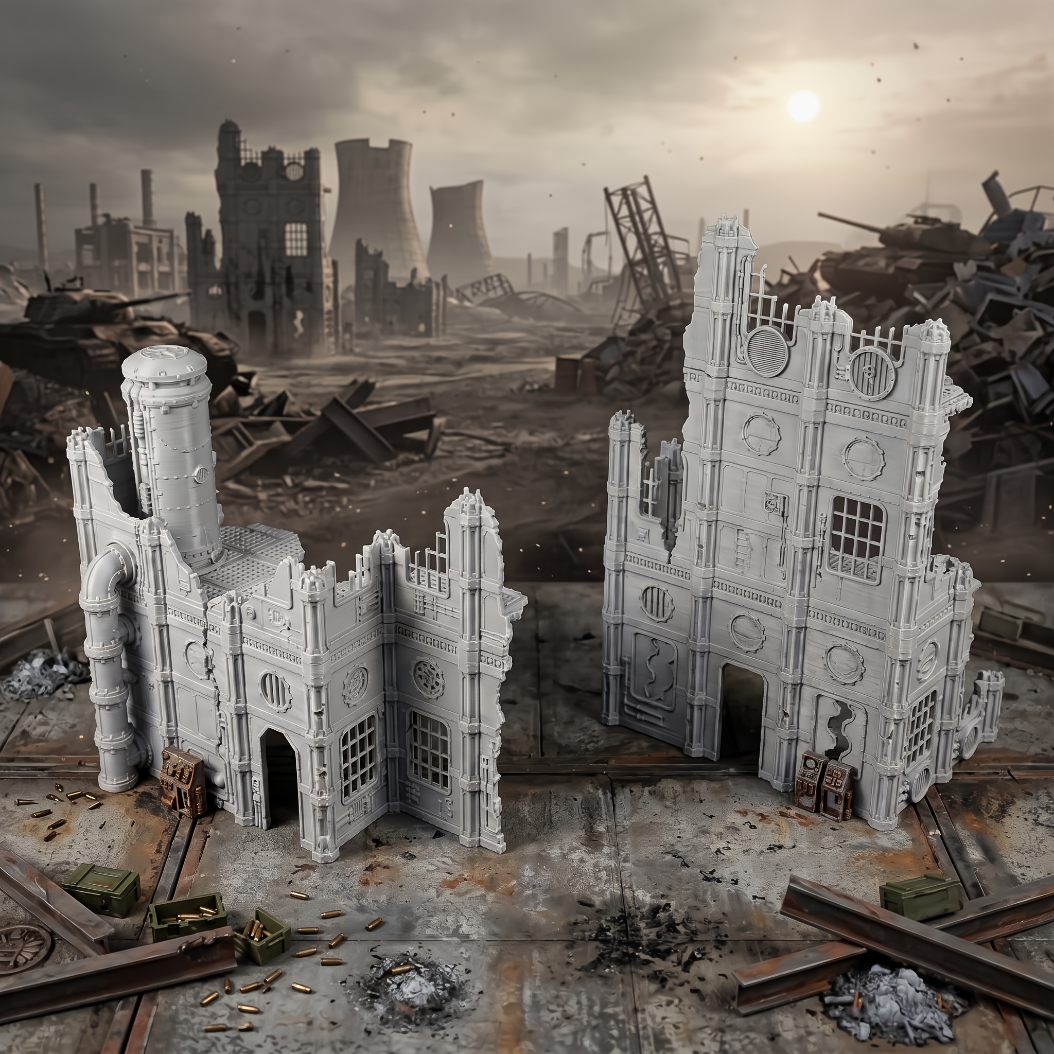 Destroyed Munitions Factory Ruins Architecture Model