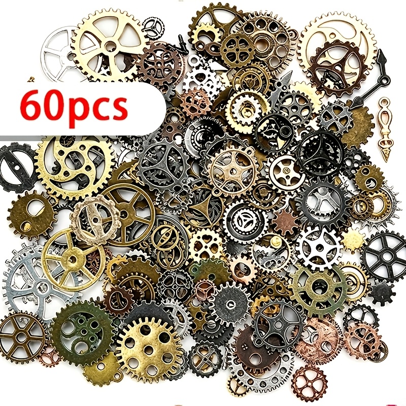 TEMU 60/120pcs Random Styles Gear Element Alloy Charms For Craft Making Keychains, Key Fob Additions Decoration And Personalized Socks Self-made