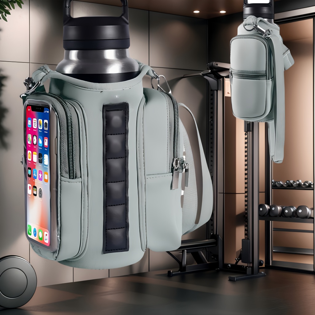 TEMU Unisex Magnetic Gym Bag With Adjustable Shoulder Strap, Upgraded Magnetic Water Bottle Holder, Suitable For Travel, Work, Sports, Water Bottle