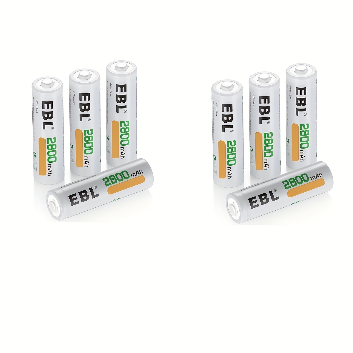 TEMU Ebl (8 Pack) Aa 3360mwh 1, 2v Ni-mh Rechargeable Batteries, Compatible With Led Lights, Mp3 Players, Cameras, Flash Devices, , & Keyboards