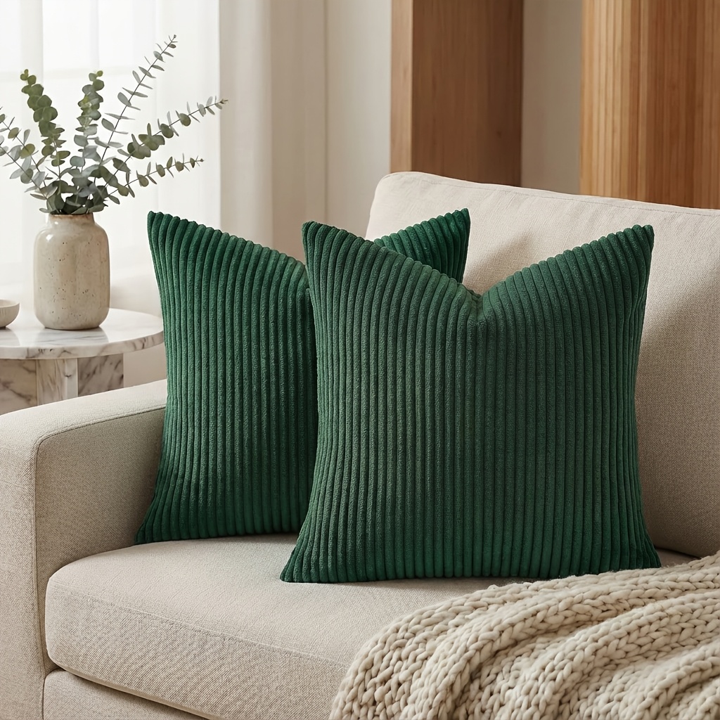 E-shop 2 Stück, Vintage Bauernhaus-Stil Corduroy Gestreifte Dekorative Kissenbezüge, 12in*20in, 16in*16in, 18in*18in, 20in*20in, Weiche Boho