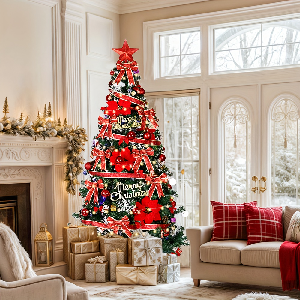Image of 180cm Christmas Tree Set With Luxury Decorations | -one Premium Artificial Tree Kit Includes 750 Tips & Ornaments | Pre- For Quick Setup