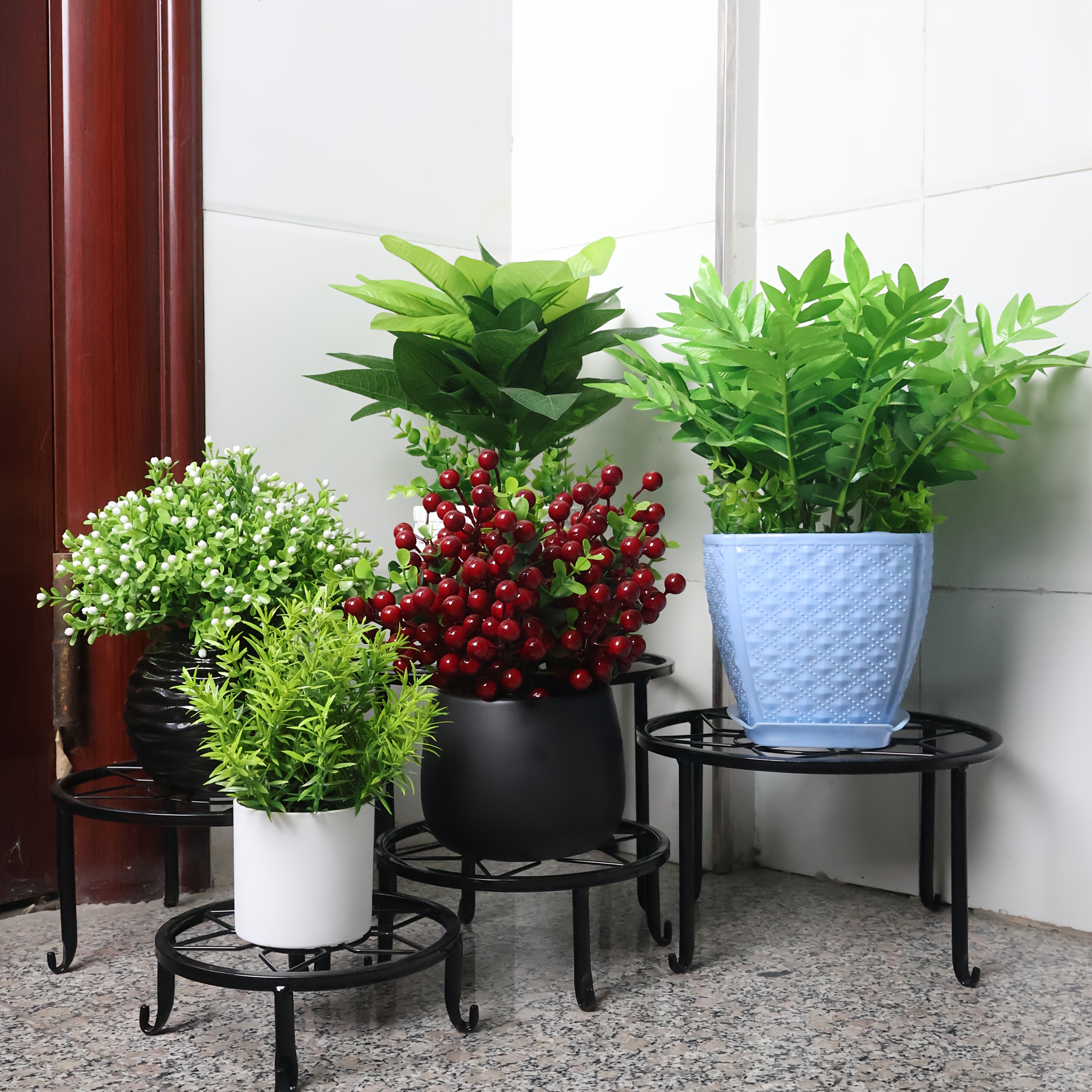 

3/4/5pcs Set, Metal Plant Stand, Heavy- Pot Stand For Plants, Rust-proof Iron Plant Pot Stand, Home Indoor And Outdoor Decoration Stand, Suitable For Living Room, Balcony, Garden And Scenes