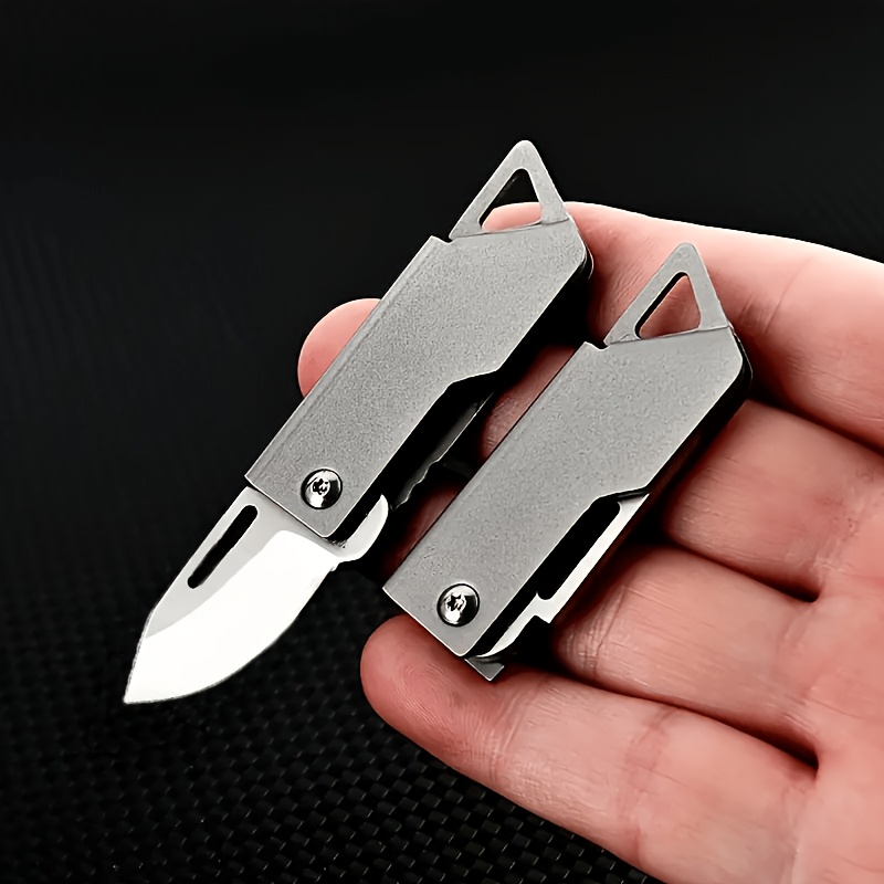 retractable utility knife box cutter pocket folding knife d2 blade compact lightweight for office craft outdoor flat edge   keychain accessory Product details 2
