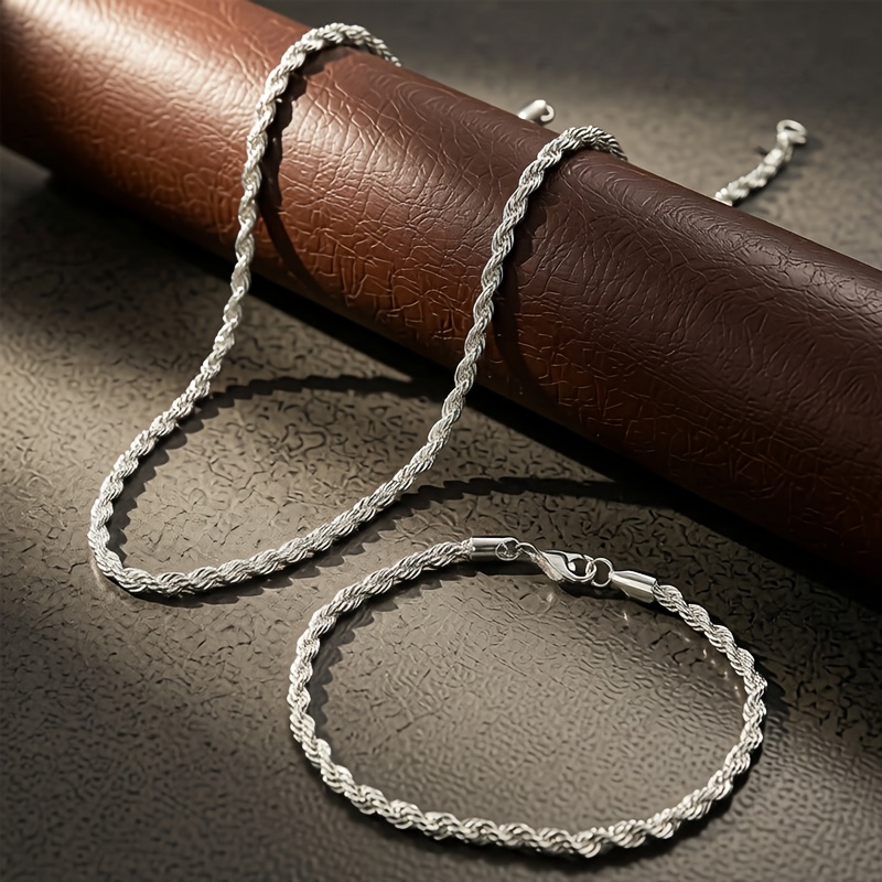 Y2K Twisted Rope Chain Necklace and Bracelet Set for Women