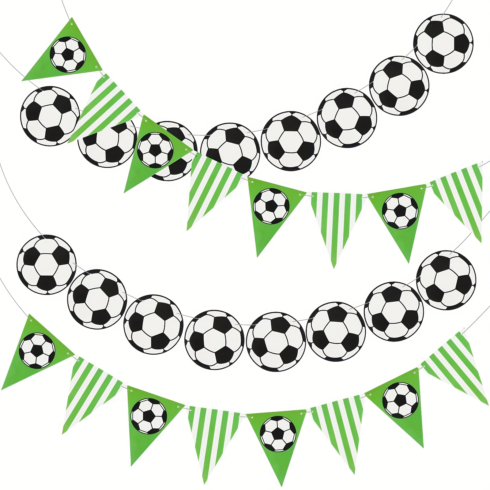 4 szt. dekoracje na imprezę piłkarską, baner futbolowy, girlanda papierowa na urodziny sportowe z motywem piłki nożnej 0