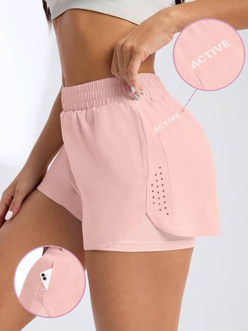 womens athletic shorts with pockets workout shorts elastic waistband thigh comfortable shortwear solid color casual sportswear machine washable for yoga non fitness apparel