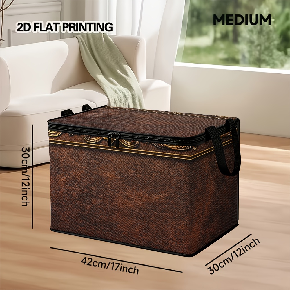 TEMU 1pc Ornate Rustic Frame Storage Bin With Lid - Elegant Ornate Rectangular Suitable For Pet Supplies, Laundry & Car Trunk - Container With Lid,