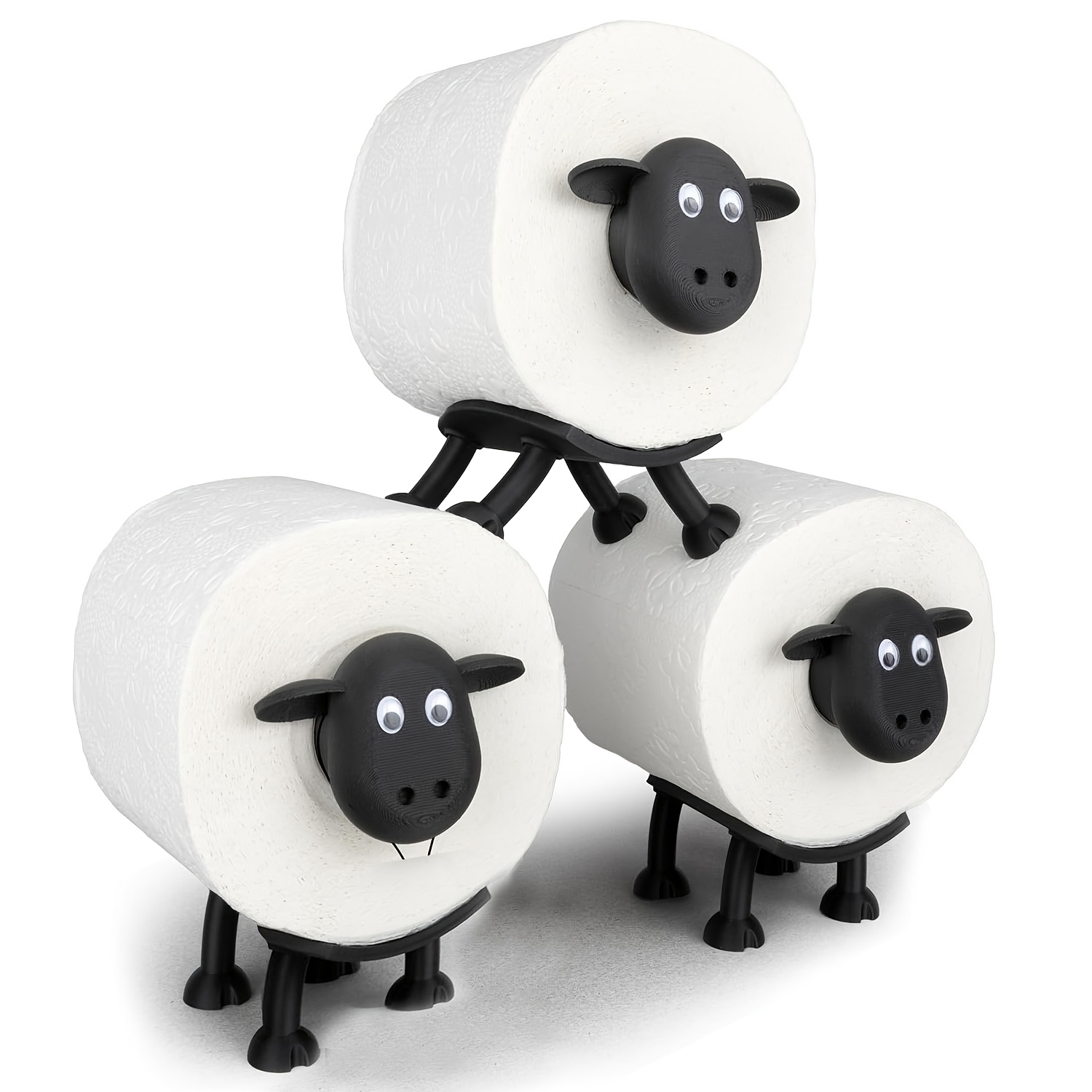 

1pc Adorable Sheep-shaped Toilet Paper Holder - Fun Black & White Bathroom Decor, Plastic, Tissue Storage, Unique Housewarming Gift