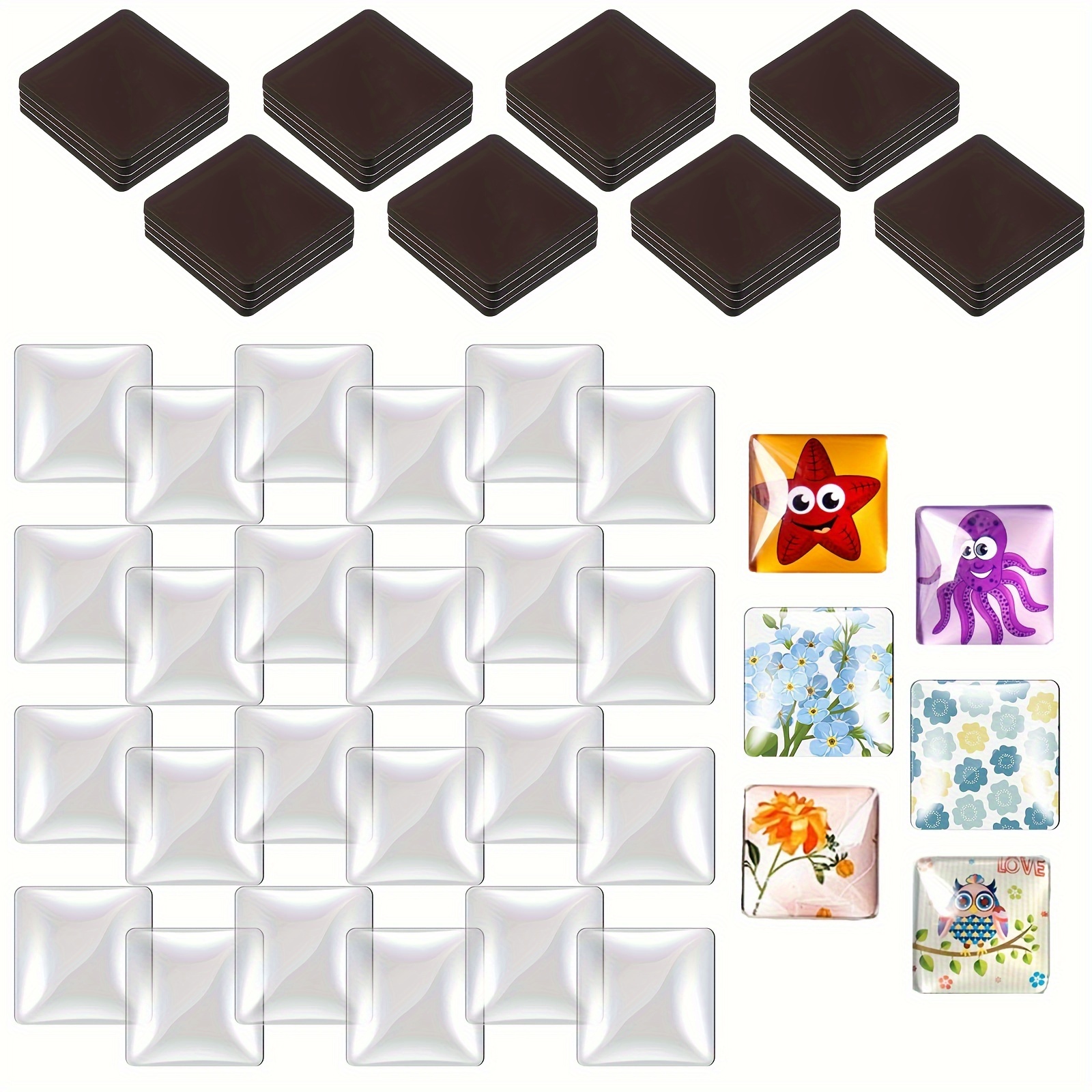 

Fusible Glass Squares Diy Craft Set - 100pcs, Transparent Refrigerator Magnets With Adhesive Backing, Includes 50 Glass Pieces & 50 Pads For Message Boards, Decorative Notes, Book & Paper Labeling