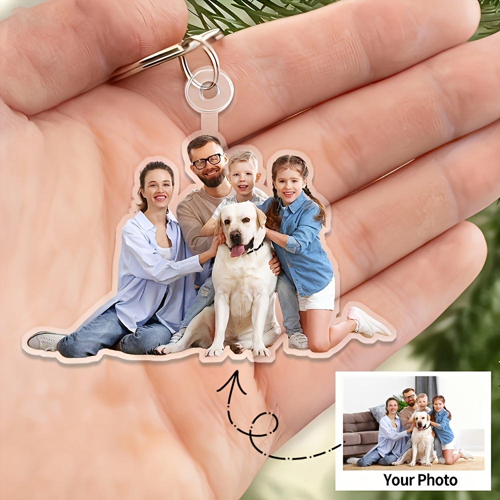 2d Flat Custom Family Photo Keychain - Valentine's Day Gift, Father's Day Gift, Personalized Pattern Keyring, 2d Flat Design