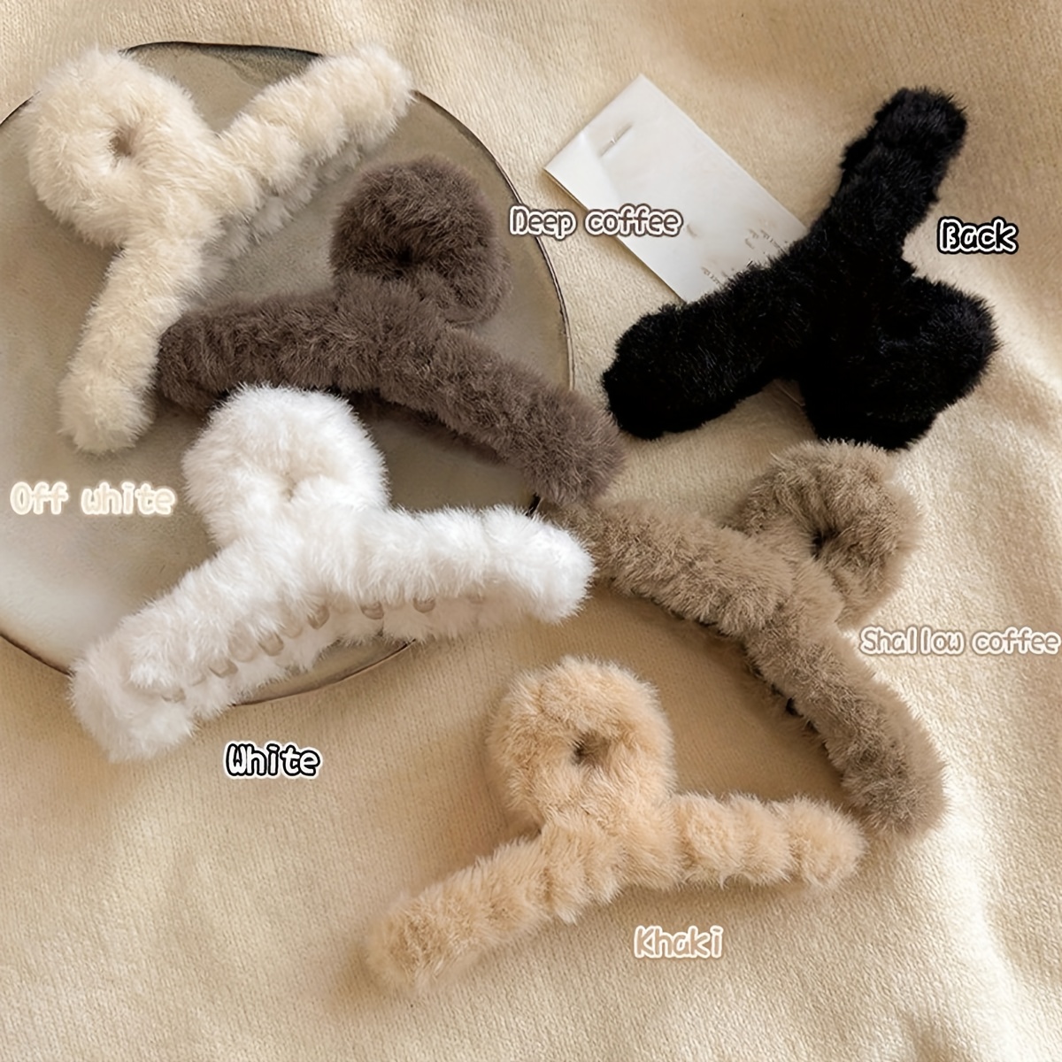 E-shop 6er-Pack Große Plüsch Haarspangen, bequem, , für faule Haare, Dutt, Clip, Haar-Accessoires, geeignet für Pendeln, Freizeit, Urlaub, Mode,