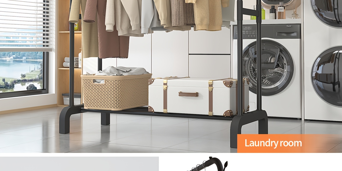 popular   stainless steel multi functional wardrobe clothes rack space saving design easy assembly with shelves and hooks portable clothing rack for balcony dorm bedroom Product details 29
