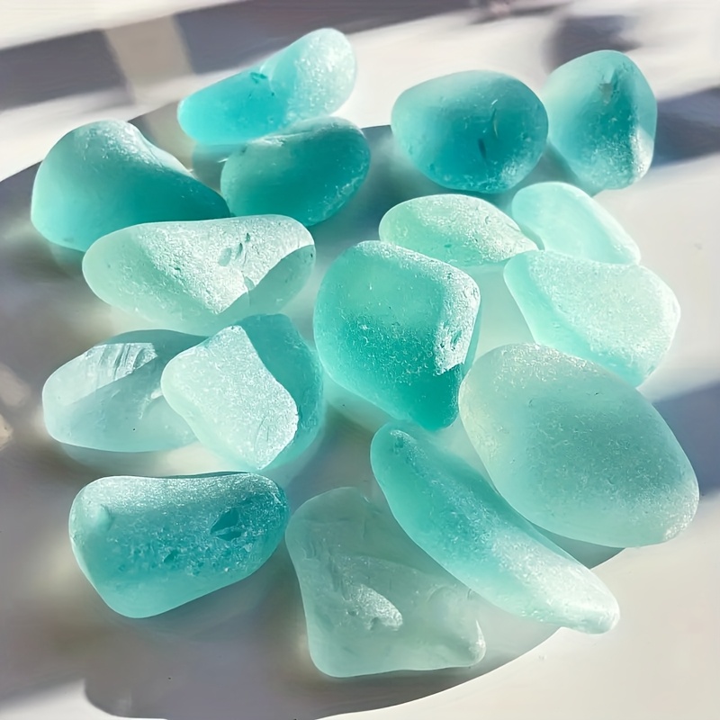 250g 8 82 oz of high quality colored sea glass fusible glass supplies in approximately 2 4cm colorful pieces ocean blue frosted texture suitable for crafts decorative items jewelry   and other decorative materials handmade materials