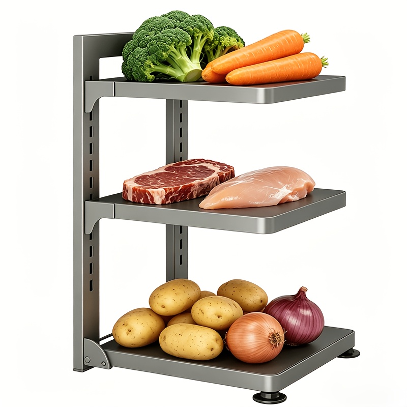 TEMU 1pc Adjustable 2-layer/3-layer Sand Pot Rack, Storage Rack For The Kitchen, Rack On The Wall, Narrow Storage Rack For Corner , High Utilization