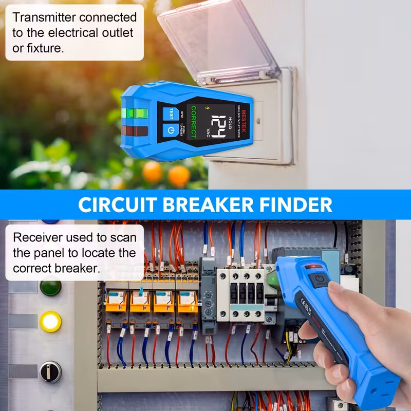 cbf01 2 in 1 circuit breaker finder electric tester ac 120v detect common wire faults us plug gfci outlet tester outlet meter lock indicator with led display electrical circuit tracer tool circuit breaker fuse quick recognizer no battery Product details 4