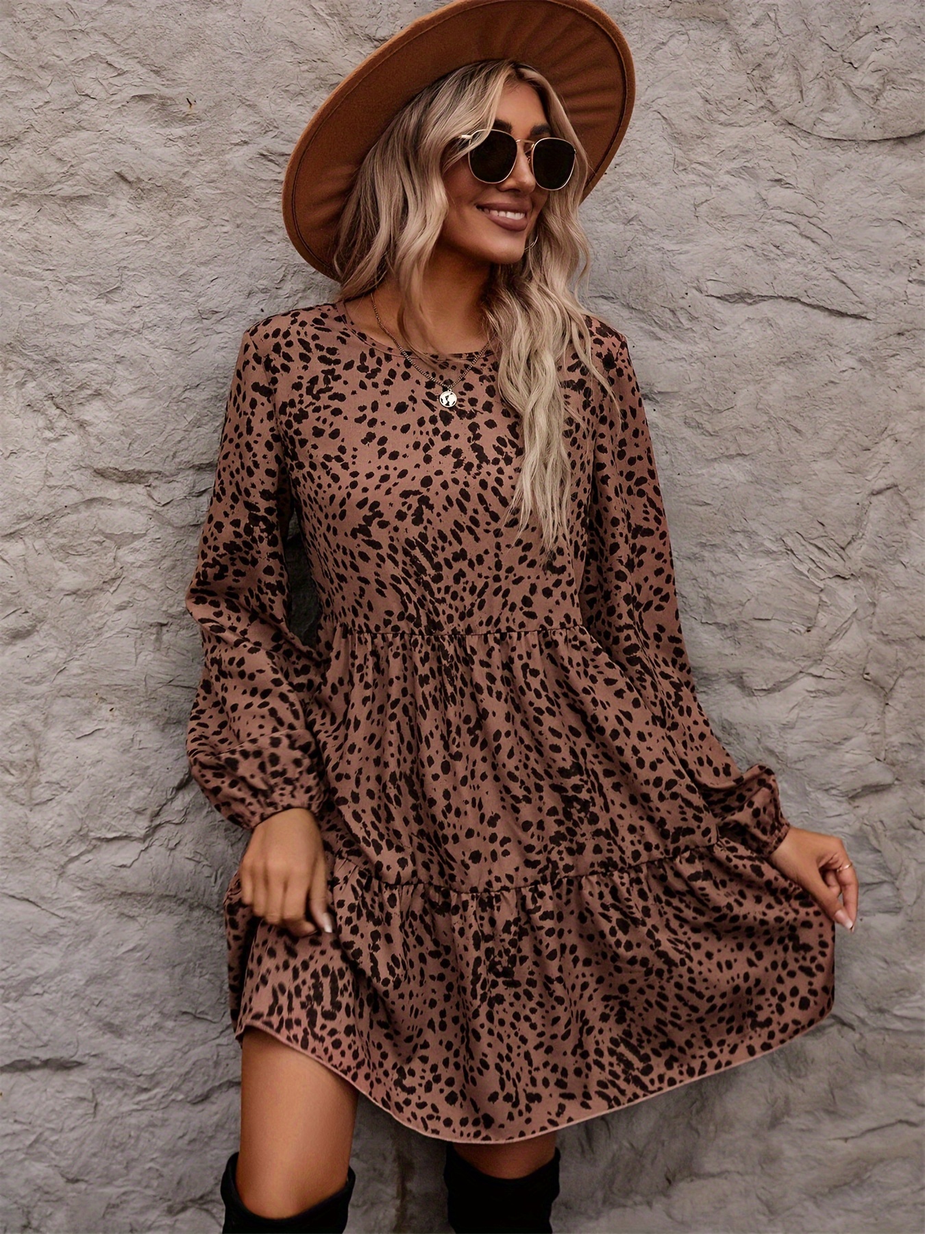 knee length dresses for ladies Black and White Roll Neck Jumper Dress main image 0