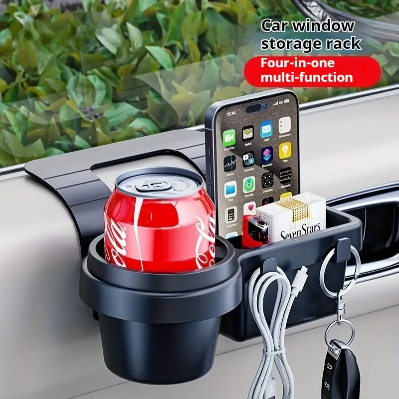car multi functional mobile phone storage box car key storage window and door clutter water cup holder window storage holder car cup holder window cup holder hanging car door side window cup holder with storage and organization tray Product details 0
