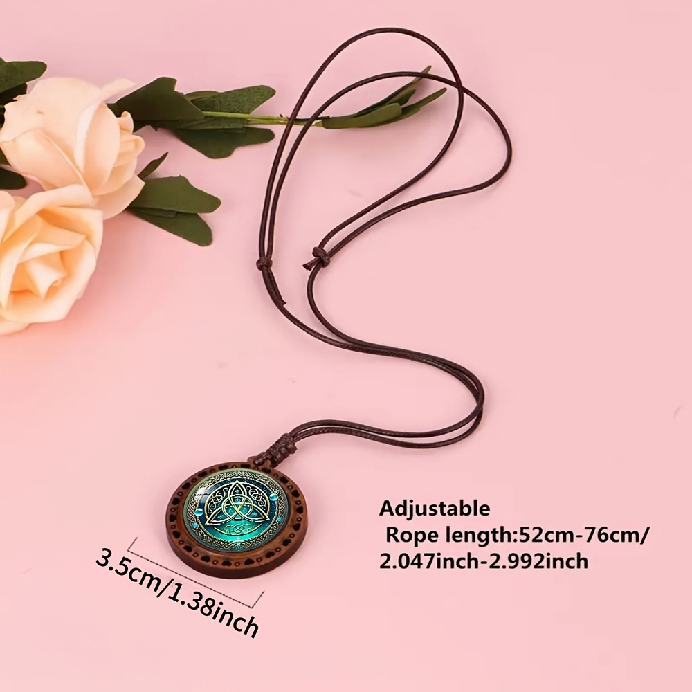 Clover Pattern Heart Wooden Necklace, Cute Fashion Accessory