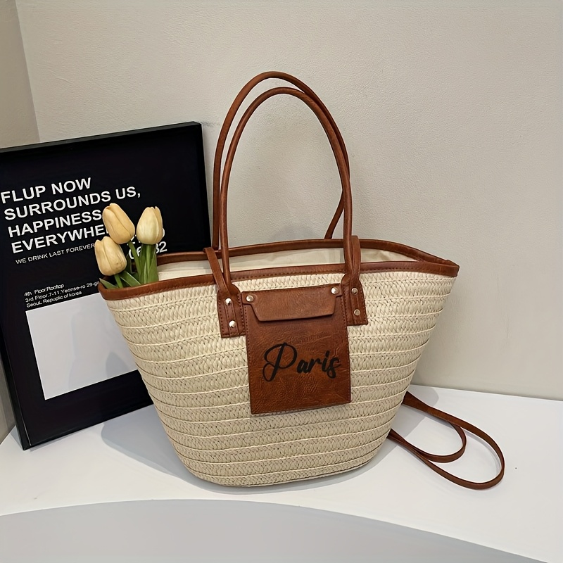 TEMU Bolsos de moda para mujeres, bolsos bandolera, bolsos de , bolsos de paja, bolsos de playa, hechos de material de PU duradero y resistente a los