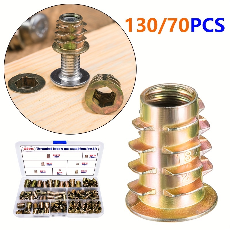 

70/130pcs Inserts, Nut Combination For Wooden , Zinc Alloy , Bolt , Inserts M4/m5/m6/m8/m10