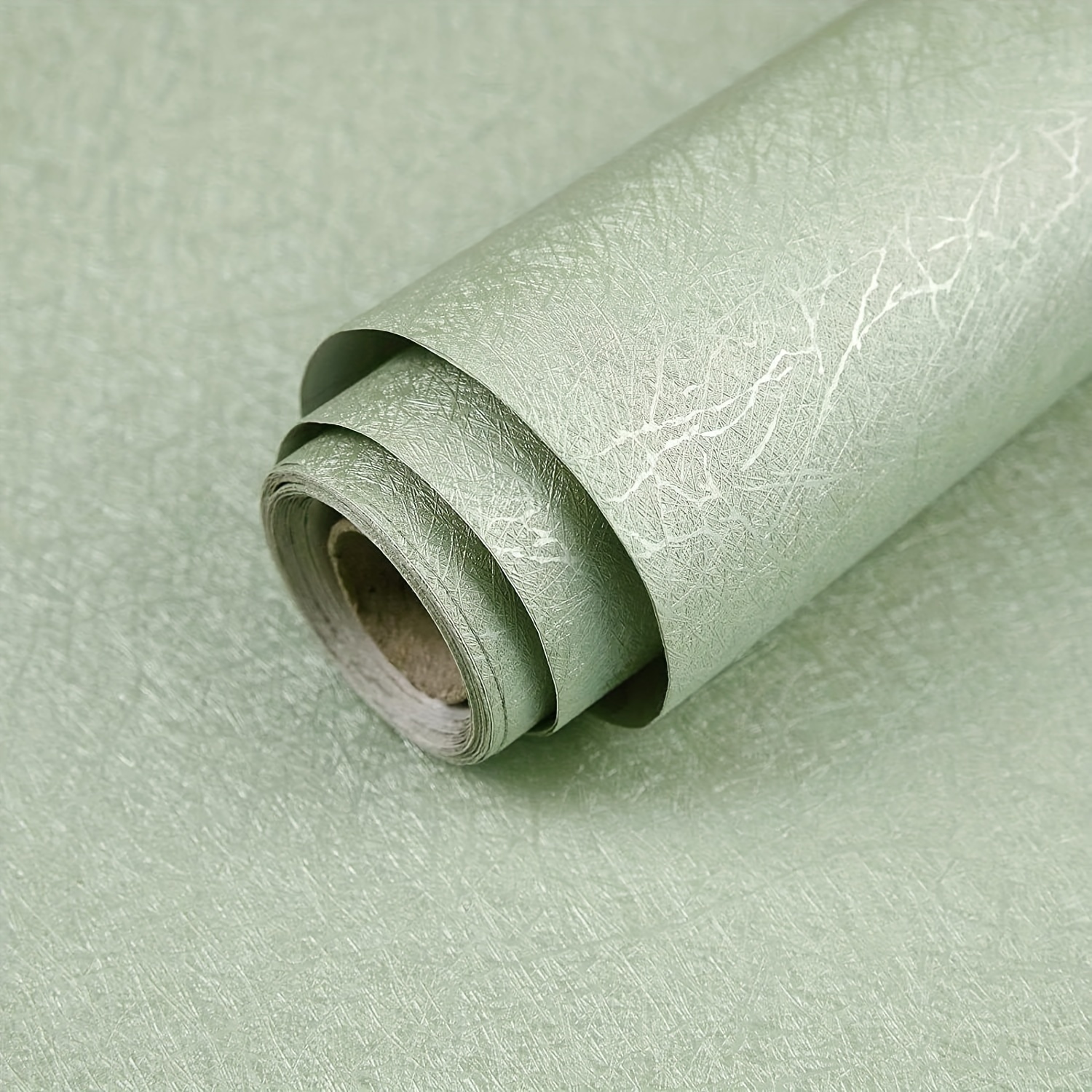 

Easy Green Silk Vinyl Wallpaper - Removable, Self-adhesive For Kitchen Countertops & Walls, Textured , Easy To Clean