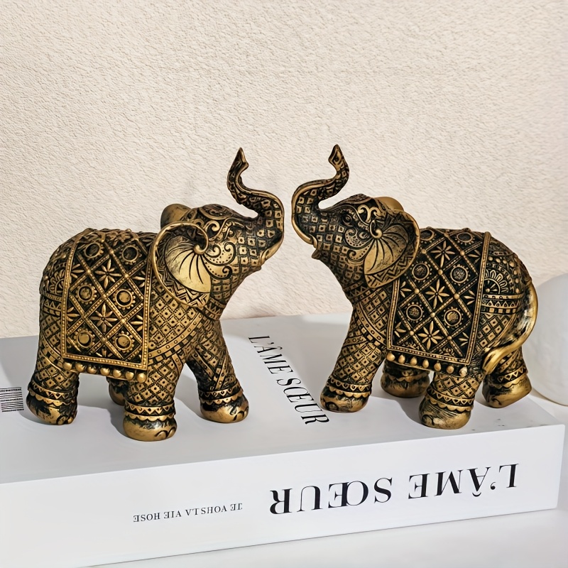 2pcs black and golden wealth elephant resin ornaments suitable for room office desk decoration indoor and outdoor use with christmas thanksgiving hanukkah fathers day mothers day gift Product details 1