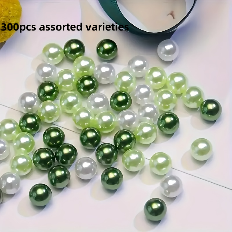 Image of 300pcs Random Mixed Color 6mm Green Acrylic Beads With Holes For Making - Perfectly Suitable For Handmade Bracelets And Necklaces, Ideal For Unique Accessory And Gifts, Bead Assortments