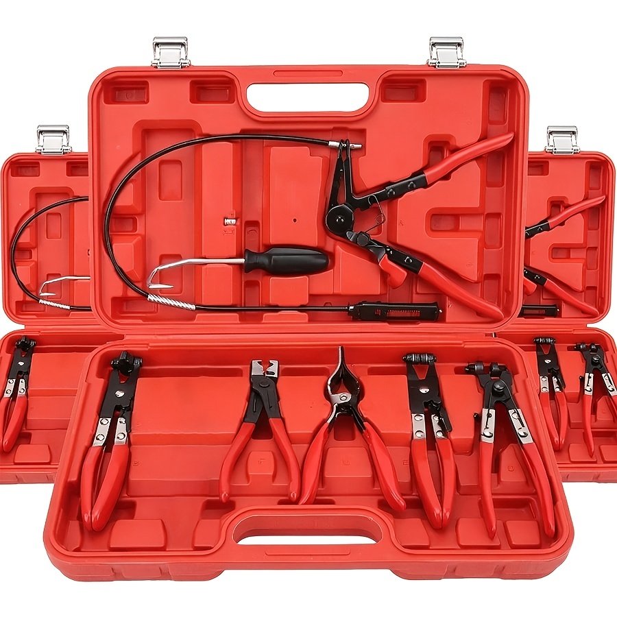 TEMU 3+4/16pcs Hose Clamp Set, Long-handled Hose Clamp Tool Remover, Suitable For Water Pipes And Car Radiator Coolant, Hose Clamp Removal And