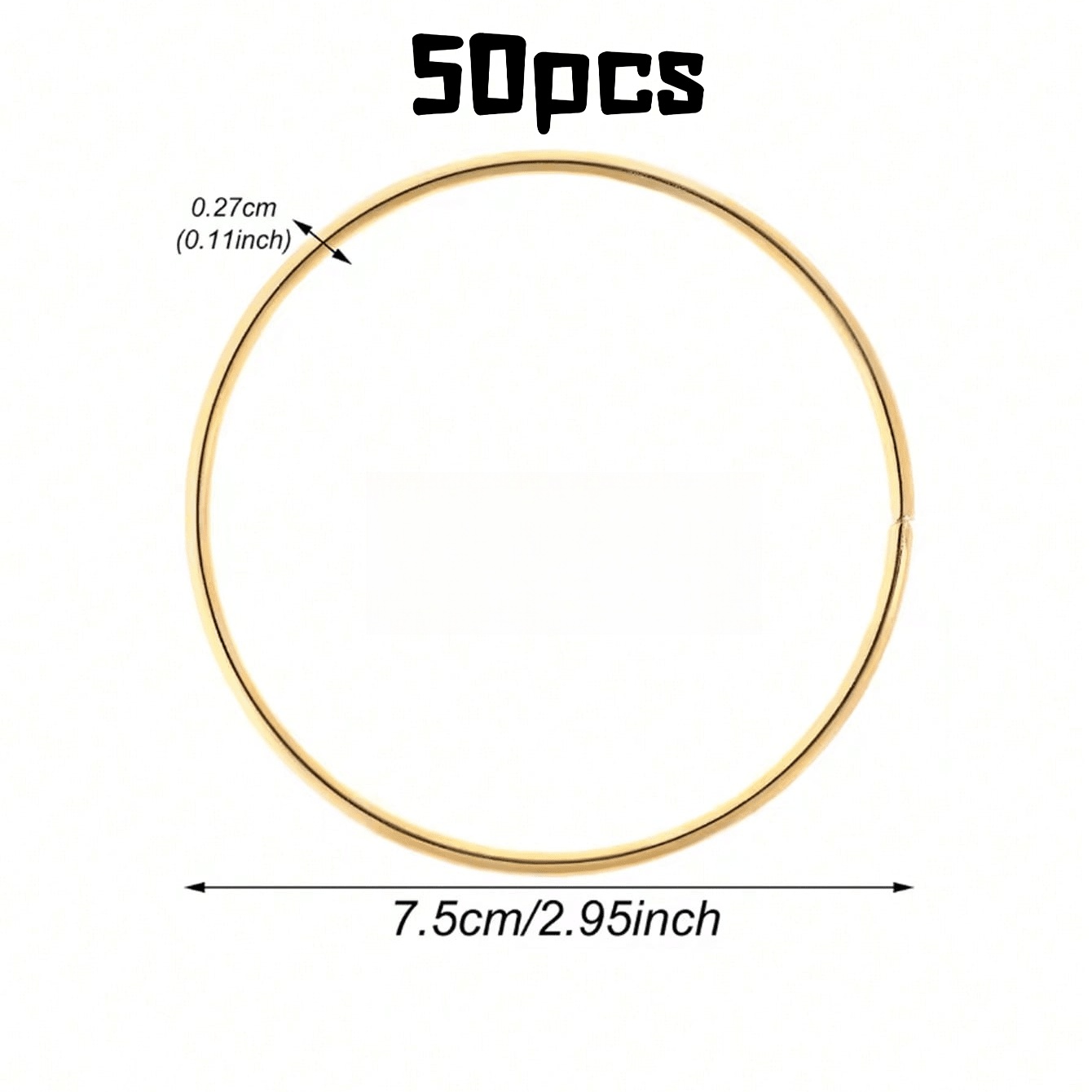Image of 35/50pcs Handmade Wedding Favors; 75mm Golden Metal Round Rings - Perfect Bridesmaid Gifts, Bulk Guest Souvenirs For Wedding Reception, Party Commemorative Decorations
