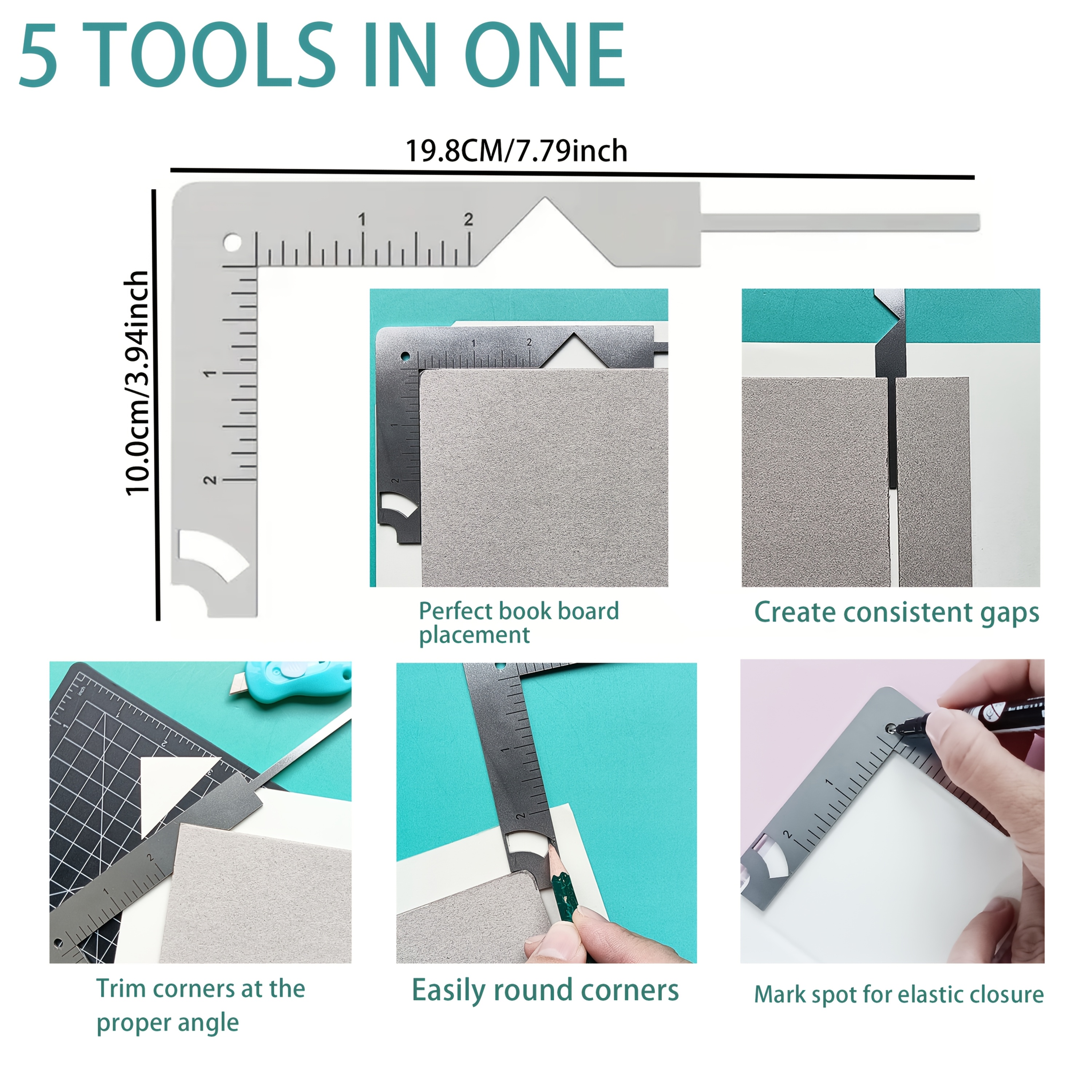 TEMU ALINACUTLE 1 pièce Guide de Couverture de Livre, Outil de Reliure en Métal Inoxydable pour Créer des Couvertures de Livre à partir de Carton -