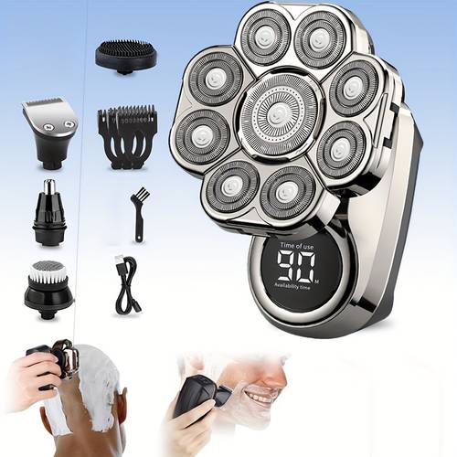 9d multi function shaver electric shaver for men with 5 in 1 design wet dry use rechargeable cordless grooming kit for beard body and facial hair trimming on the go with long lasting