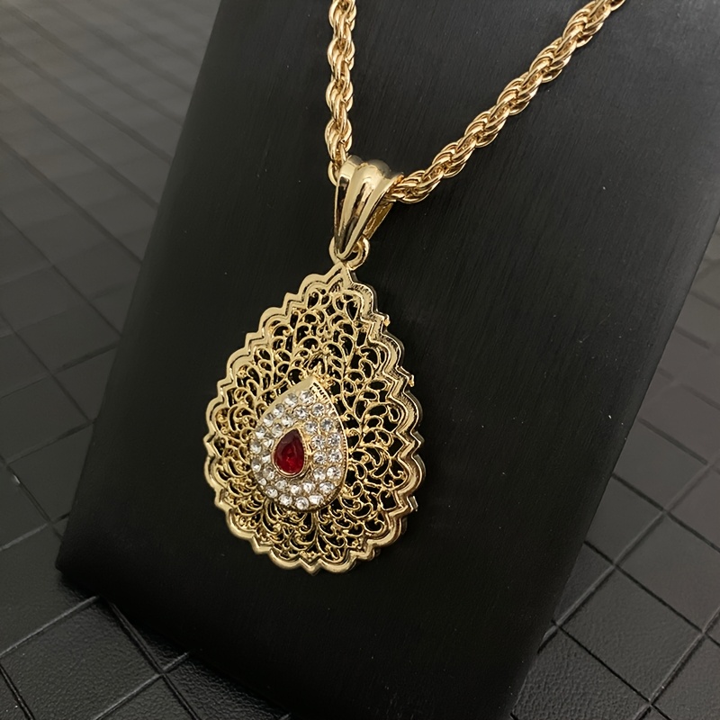 TEMU 1 Collier vintage pour femme du Moyen- en alliage KC avec ajour et incrustation de strass, convient pour banquet et tenue de mariage, cadeau de