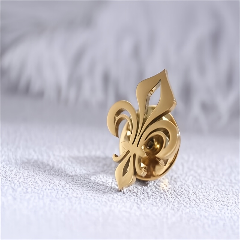 TEMU A Vintage Saint Lily Stainless Steel Men's Brooch Party Costume Accessory Groom Wedding Lapel Pin Accessory Birthday Gift